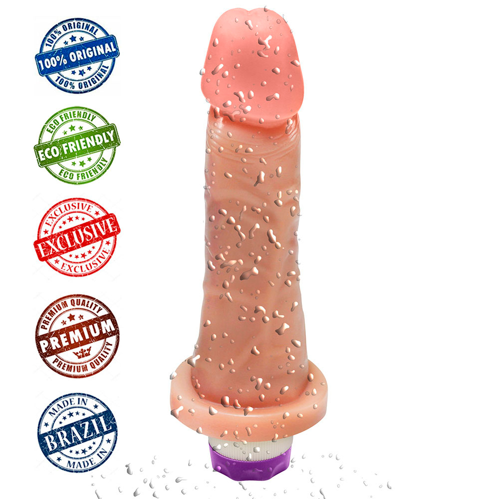 Base do P�nis com Base e Vibro Mi�rcoles 15 x 4,5cm Bege destacando estrutura firme e �rea de controle interno do produto