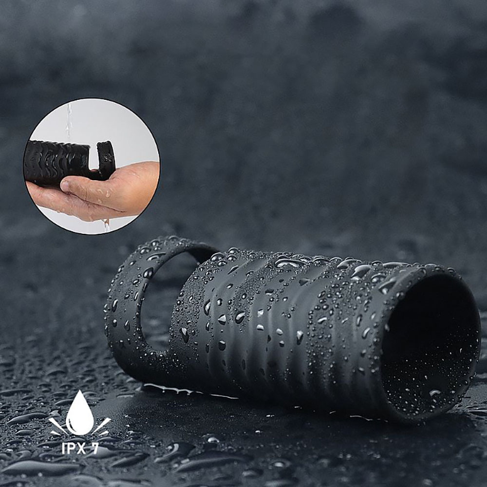 Capa Peniana Vazada em Silicone com Textura e Anel para Escroto em Silicone Wolf Preto | Foto 05