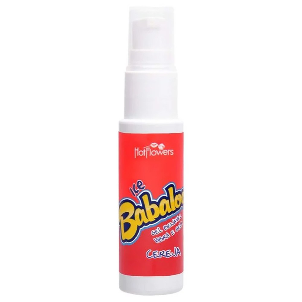 Vibrador L�quido Beij�vel Babaloo Vibra e Gela Cereja 15ml - Frasco vermelho com r�tulo 