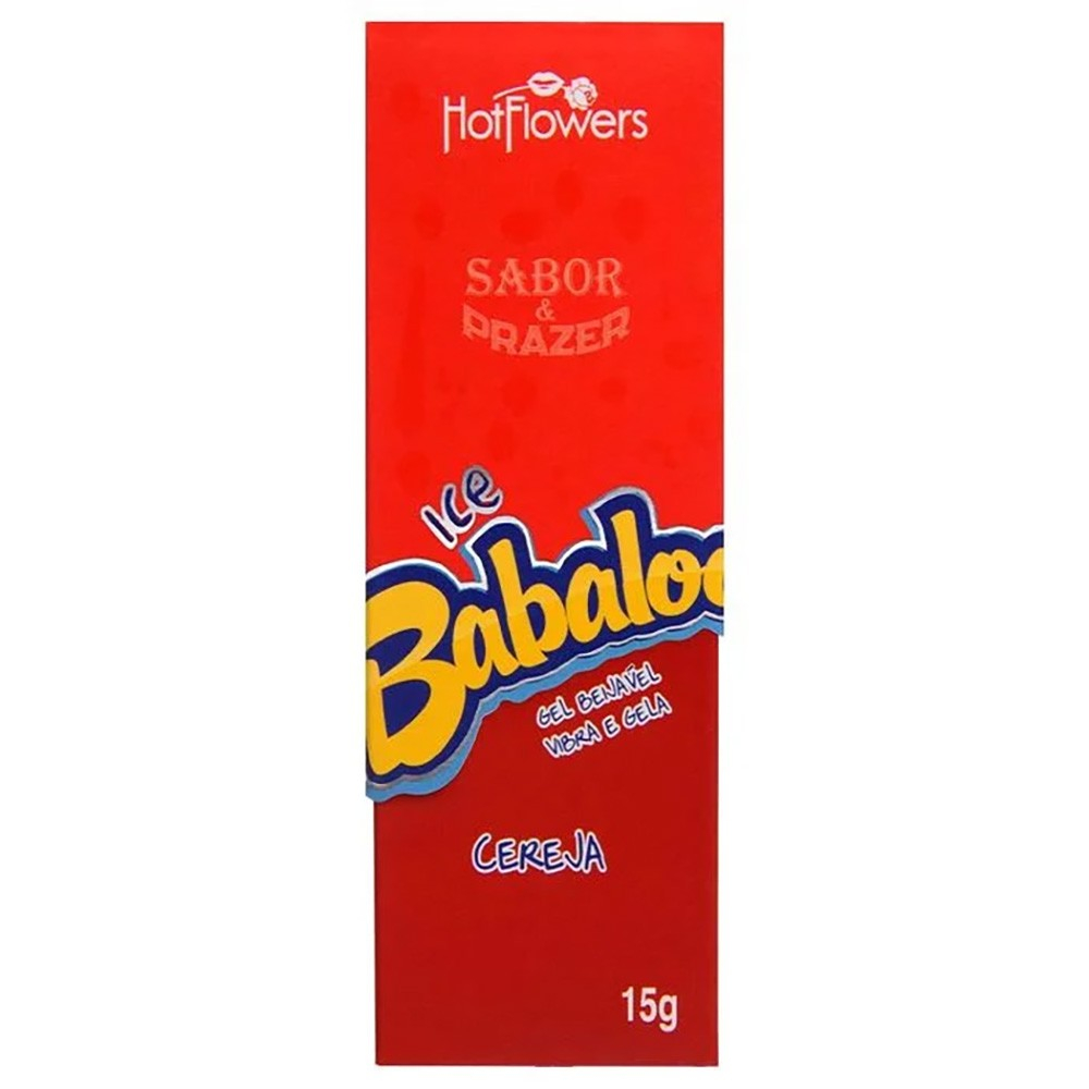 Vibrador L�quido Beij�vel Babaloo Vibra e Gela Cereja 15ml - Embalagem frontal em detalhes