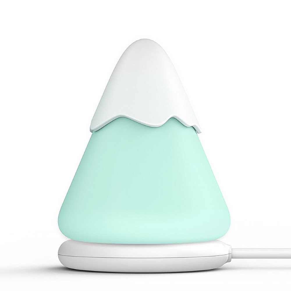 Vibrador Discreto em Silicone Recarregavel 7 Suc��es com LED Colorido Snow Mountain Cyan - vista frontal detalhada do sugador, mostrando a cor ciano e a base de recarga