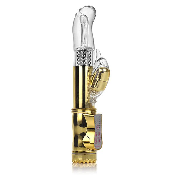 Vibrador Rabbit Multifuncional Texturizado com Multivelocidade 22 x 2,5cm Dourado | Foto 02