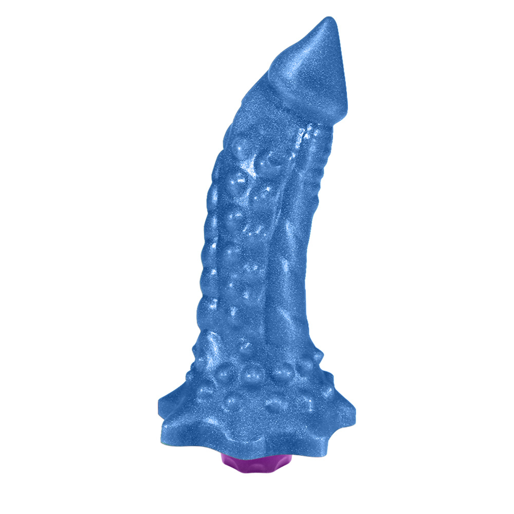 Pênis Flexível com Massageador Reptile com Vibrador 18 x 4,5cm Azul Cintilante | Foto 01