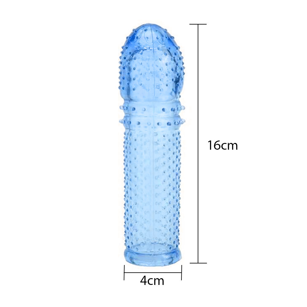 Capa Peniana com Cerdas para Massagear 16 x 4cm Azul | Foto 03