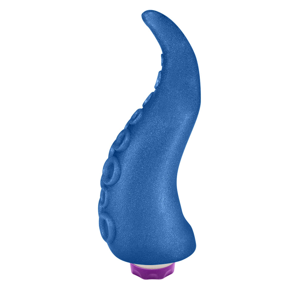 Dildo em PVC Flexível em Formato de Tentáculos com Vibrador 18 x 5cm Azul Cintilante | Foto 04