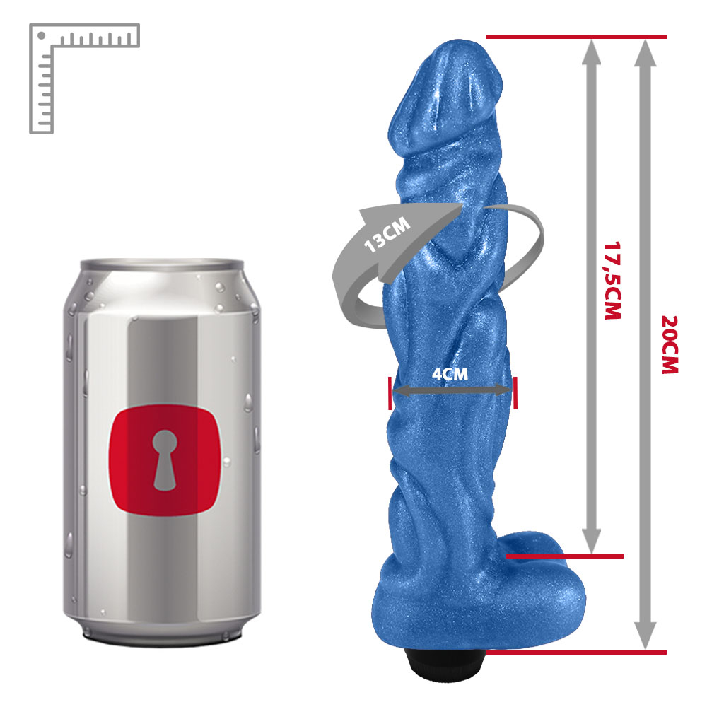 Pênis em PVC Flexível com Massageador Things com Vibrador 20 x 4cm Azul Cintilante | Foto 06