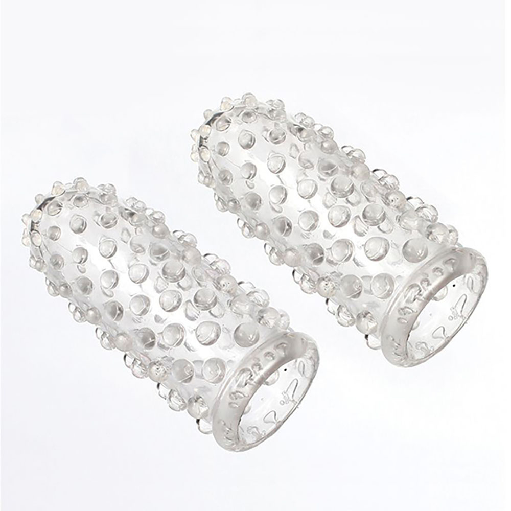 Kit com 2 Capas Massageadoras Para Dedos em Silicone Transparente | Foto 02