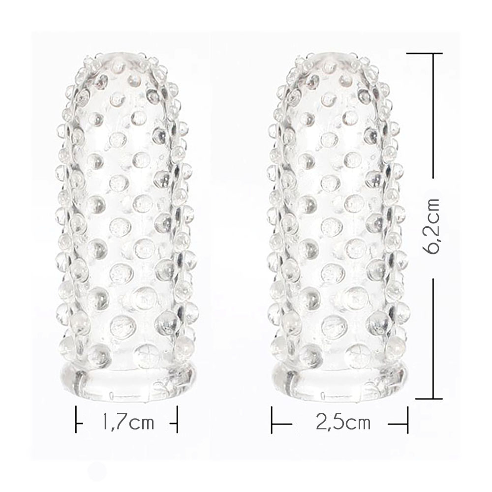 Kit com 2 Capas Massageadoras Para Dedos em Silicone Transparente | Foto 03