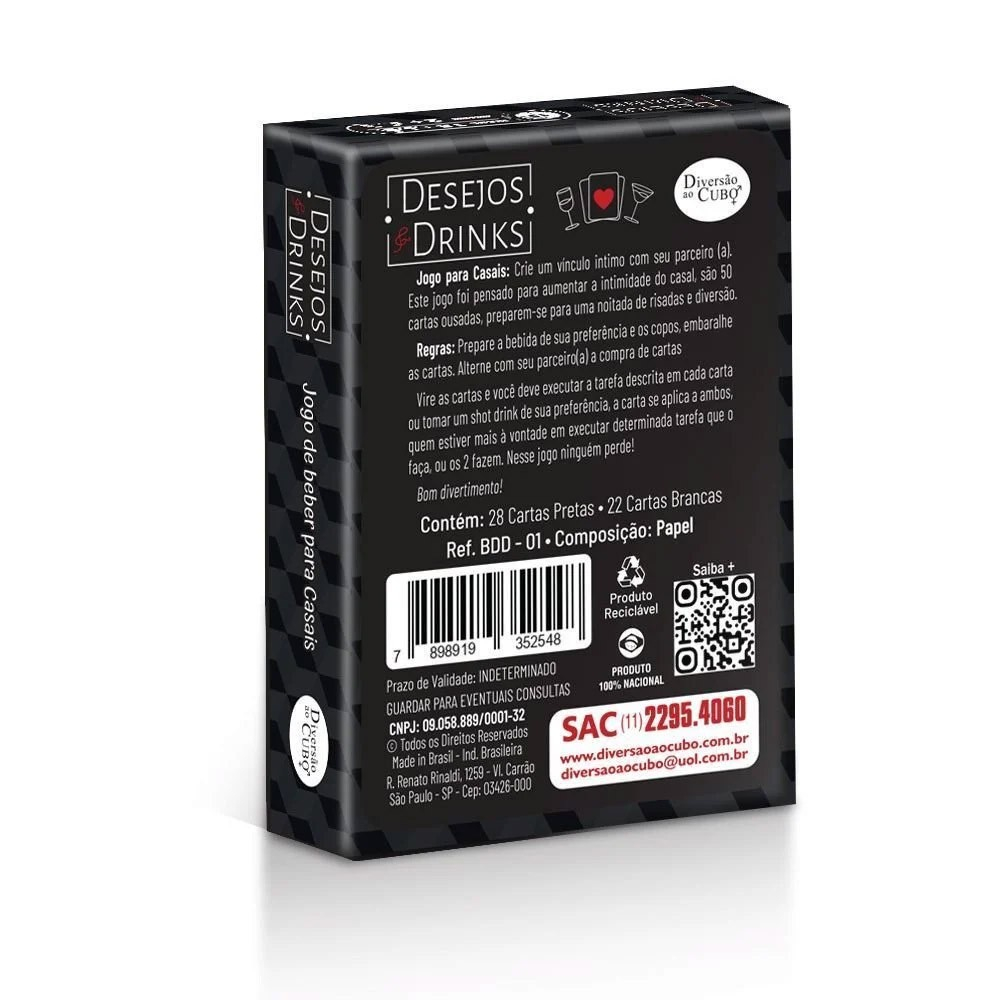 Jogo de Sexo Cartas para Casal Desejos e Drinks com 50 Cartas Ousadas | Foto 06