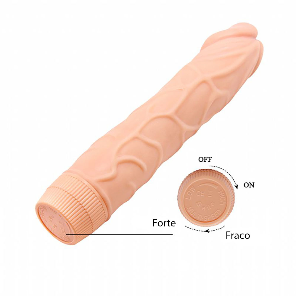 Pènis Realístico com Vibrador Multivelocidade em Soft Skin 22,5 x 4,5cm Bege | Foto 05