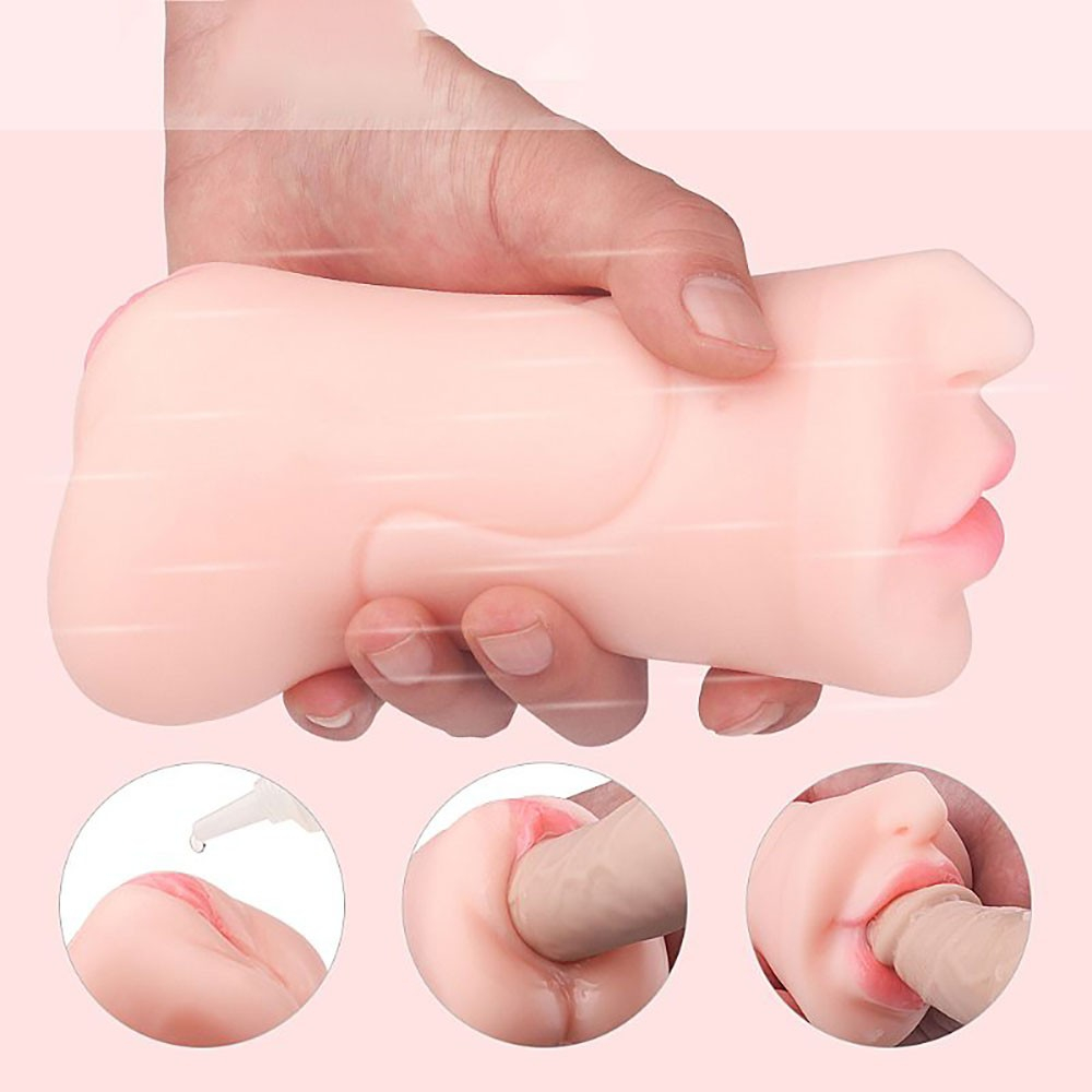 Masturbador Boca e Vagina em Cyberskin com Textura Interna Baron Bege | Foto 04