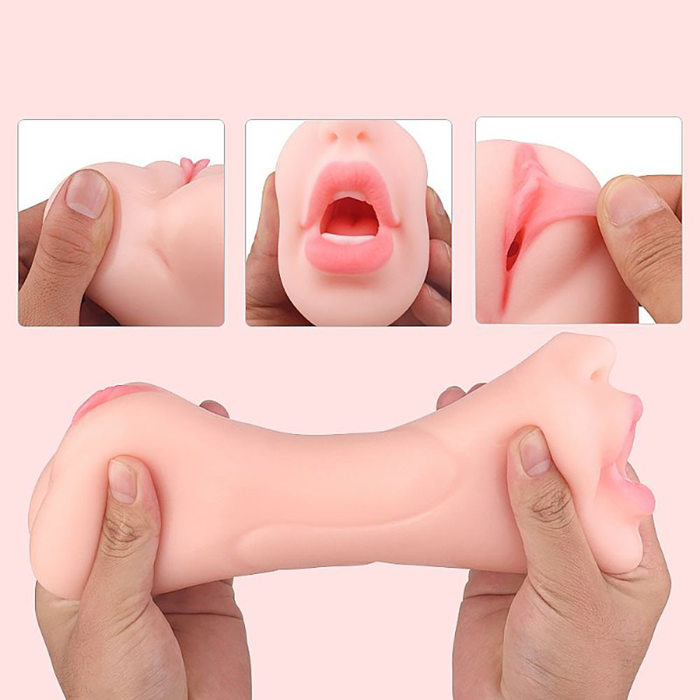 Masturbador Boca e Vagina em Cyberskin com Textura Interna Baron Bege | Foto 05