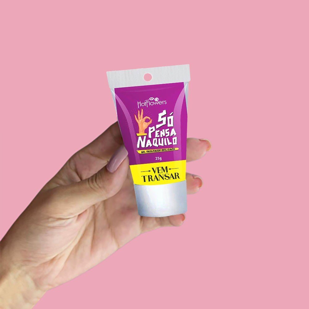Gel para Sexo Anal Lubrificante Sensa��o Deslizante S� Pensa Naquilo | Embalagem na m�o para refer�ncia de tamanho real