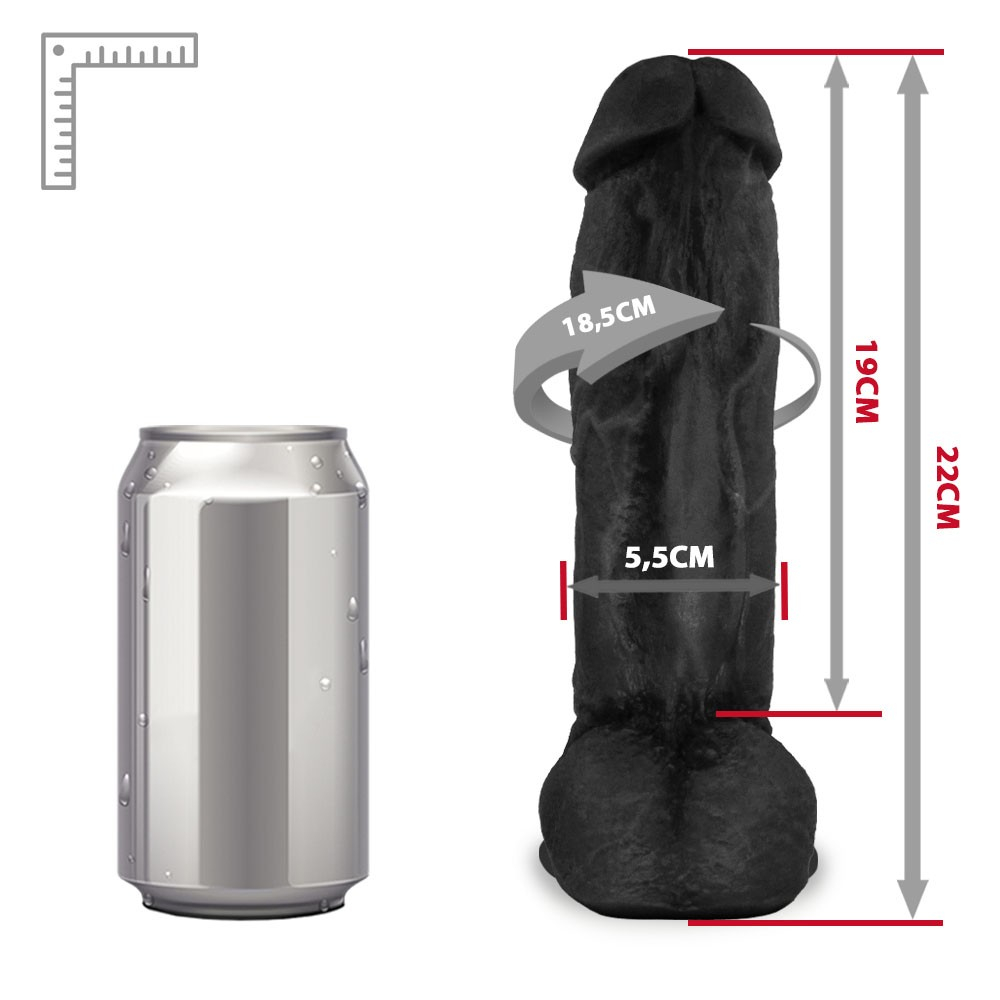 P�nis Real�stico Flex�vel com Escroto e Ventosa King Kong 22 x 5,5cm Preto | Vis�o geral do modelo