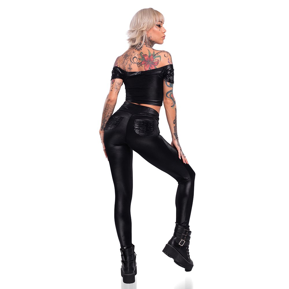 Textura do Tecido Cirre do Conjunto Sensual Sexy Preto