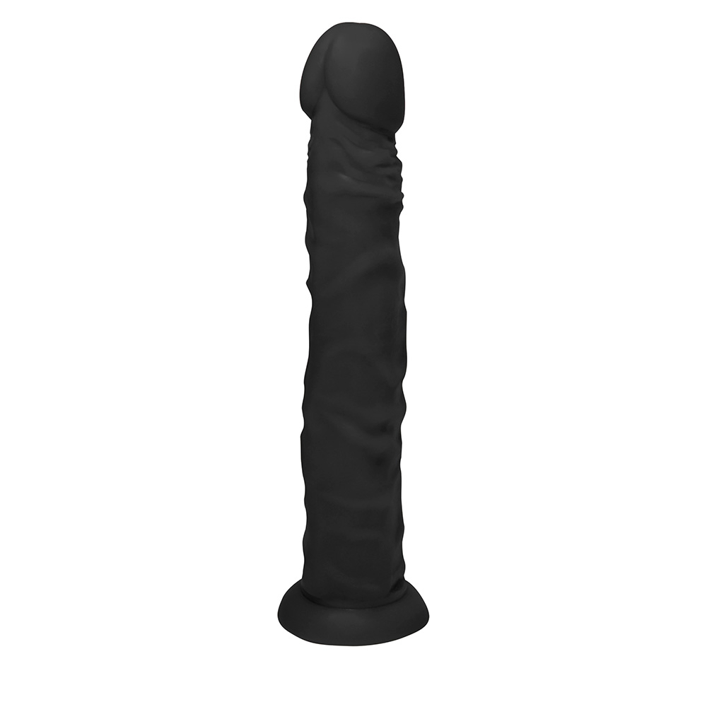 P�nis de Borracha com Base Protheus 24 x 4cm Preto | Vista mais pr�xima da textura do corpo do dildo