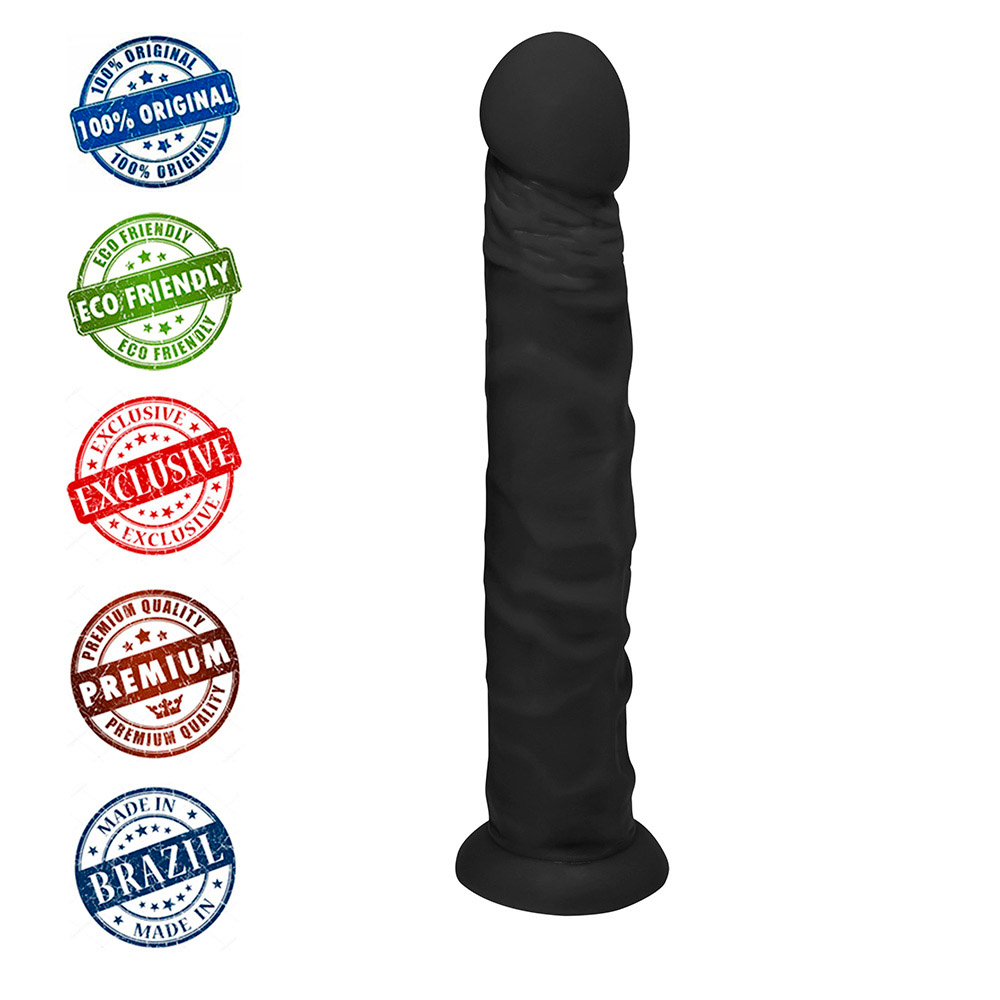 P�nis de Borracha com Base Protheus 24 x 4cm Preto | Vista inferior da base para cinta