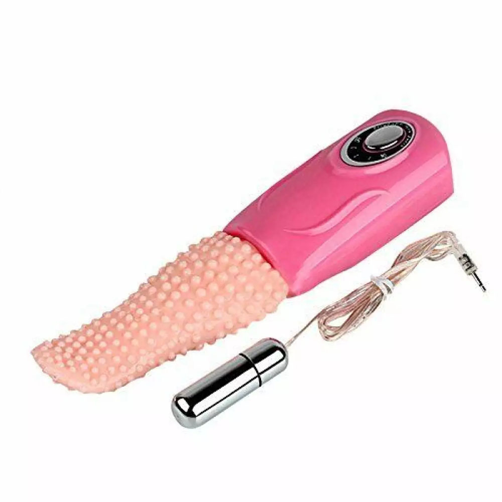 Vibrador para Clit�ris em Silicone com Formato de L�ngua Multivelocidade Tongue Bege, vista lateral