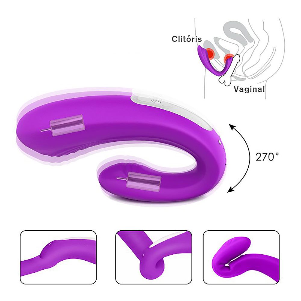 Vibrador para Casal Recarregável em Silicone com 9 Vibrações Enjoy RCT Roxo | Foto 02