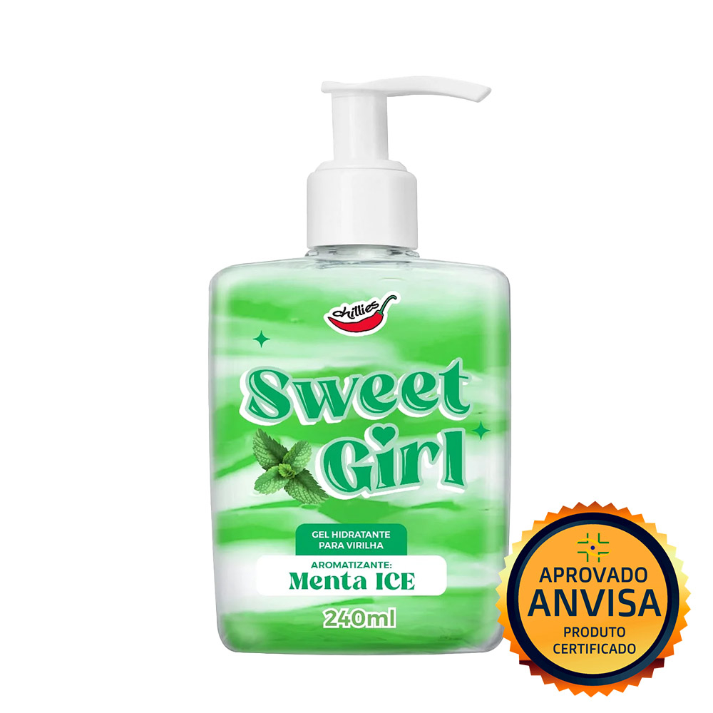 Gel Hidratante para Virilha Sweet Girl Menta Ice 240ml com selo 'APROVADO ANVISA PRODUTO CERTIFICADO'