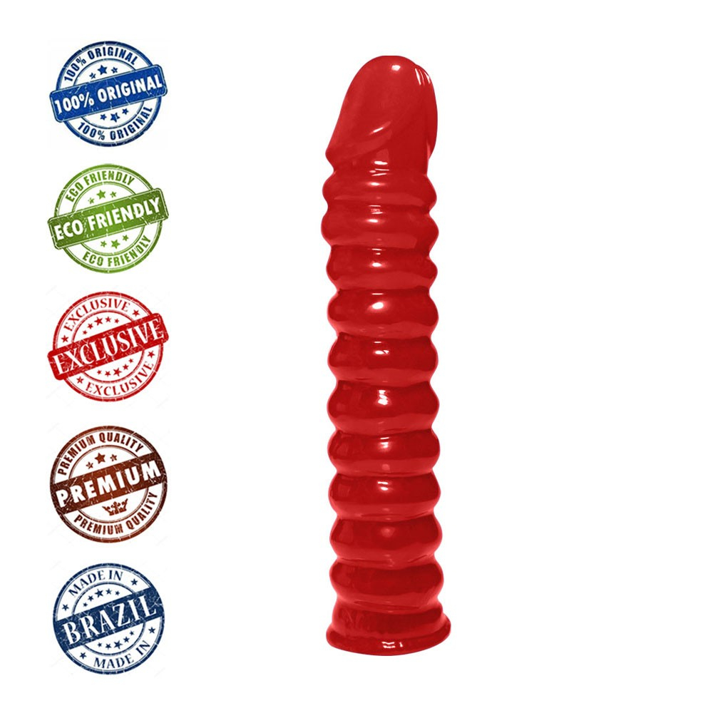 Base do P�nis Anelado em PVC Flex�vel Vermelho, mostrando design e cor