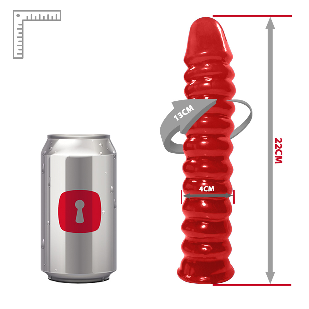 P�nis Anelado em PVC Flex�vel At�xico Vermelho, em composi��o completa, destacando flexibilidade