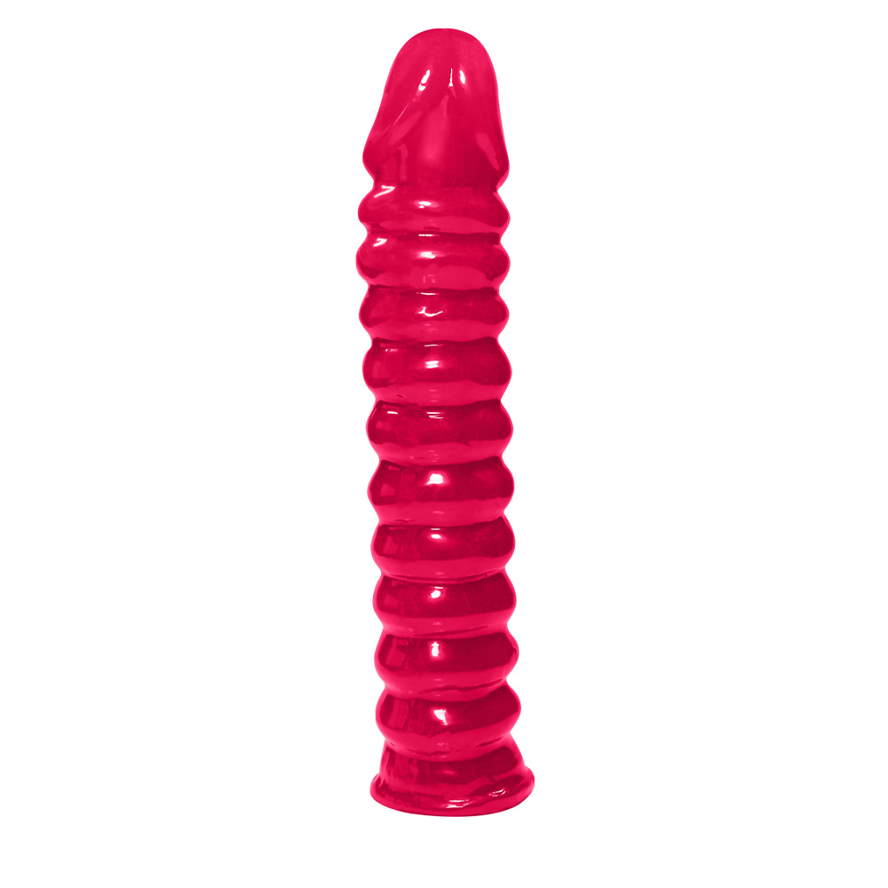 P�nis Anelado em PVC Flex�vel At�xico 22 x 4cm Pink, close na parte superior com detalhe da glande