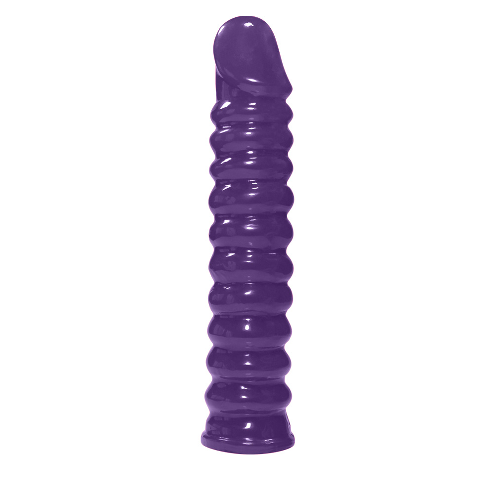 P�nis Anelado em PVC Flex�vel At�xico Roxo em diversas posi��es para ilustrar o uso