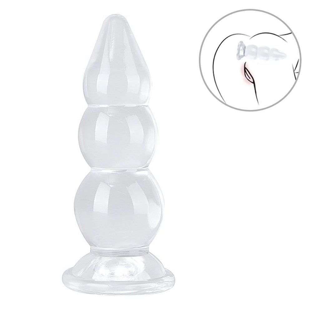 Plug Anal Escalonado para Estimulação Progressiva - TPE (Jelly Macio) 22 x 10cm Transparente | Foto 01