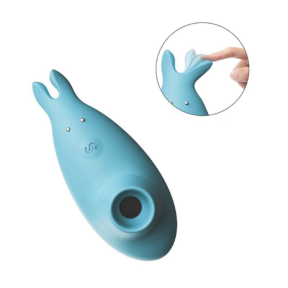 Sugador de Clit�ris em Silicone Recarreg�vel com 7 Vibra��es Dolphin Cyan | Foto 03