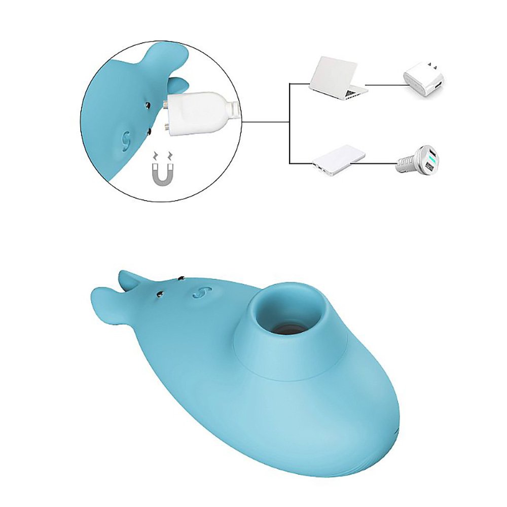 Sugador de Clit�ris em Silicone Recarreg�vel com 7 Vibra��es Dolphin Cyan | Foto 04