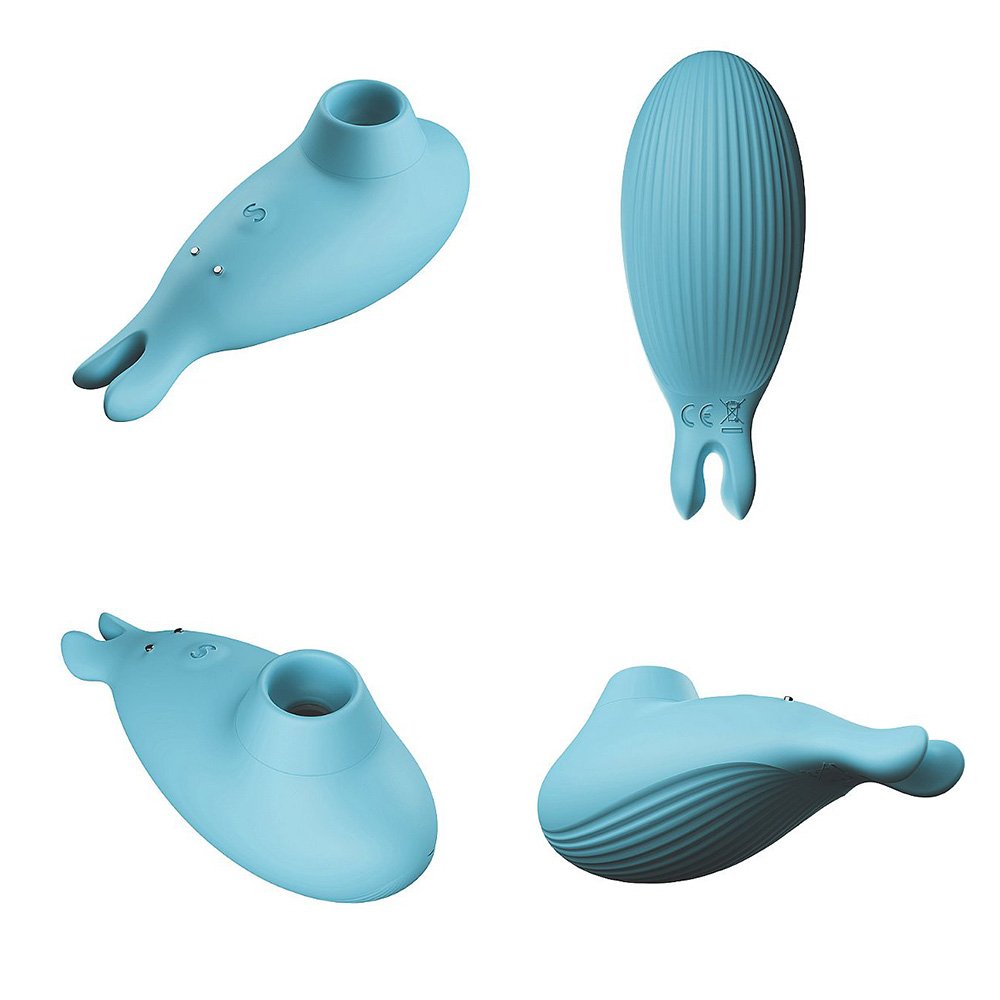 Sugador de Clit�ris em Silicone Recarreg�vel com 7 Vibra��es Dolphin Cyan | Foto 06