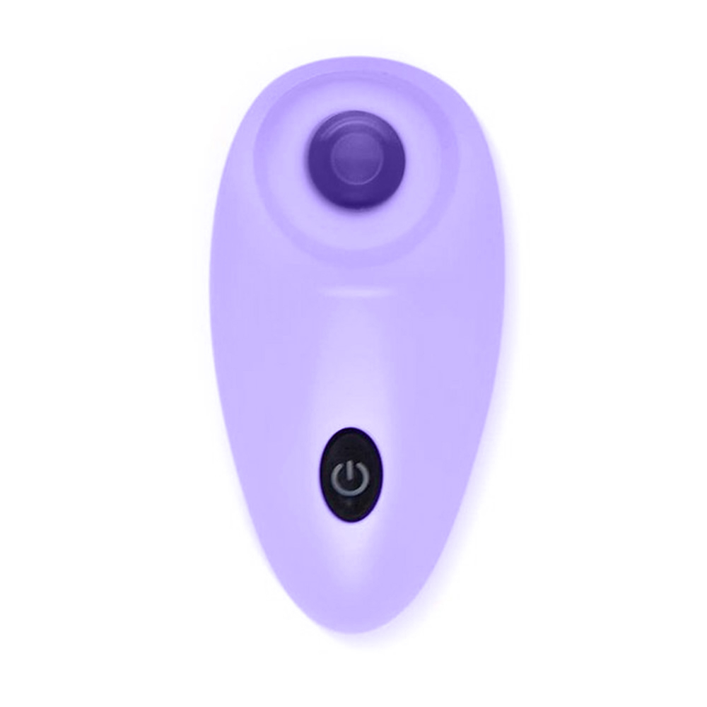 Vibrador Sugador Amazon Hot Roxo visto de cima, evidenciando o bocal de silicone e o bot�o de controle