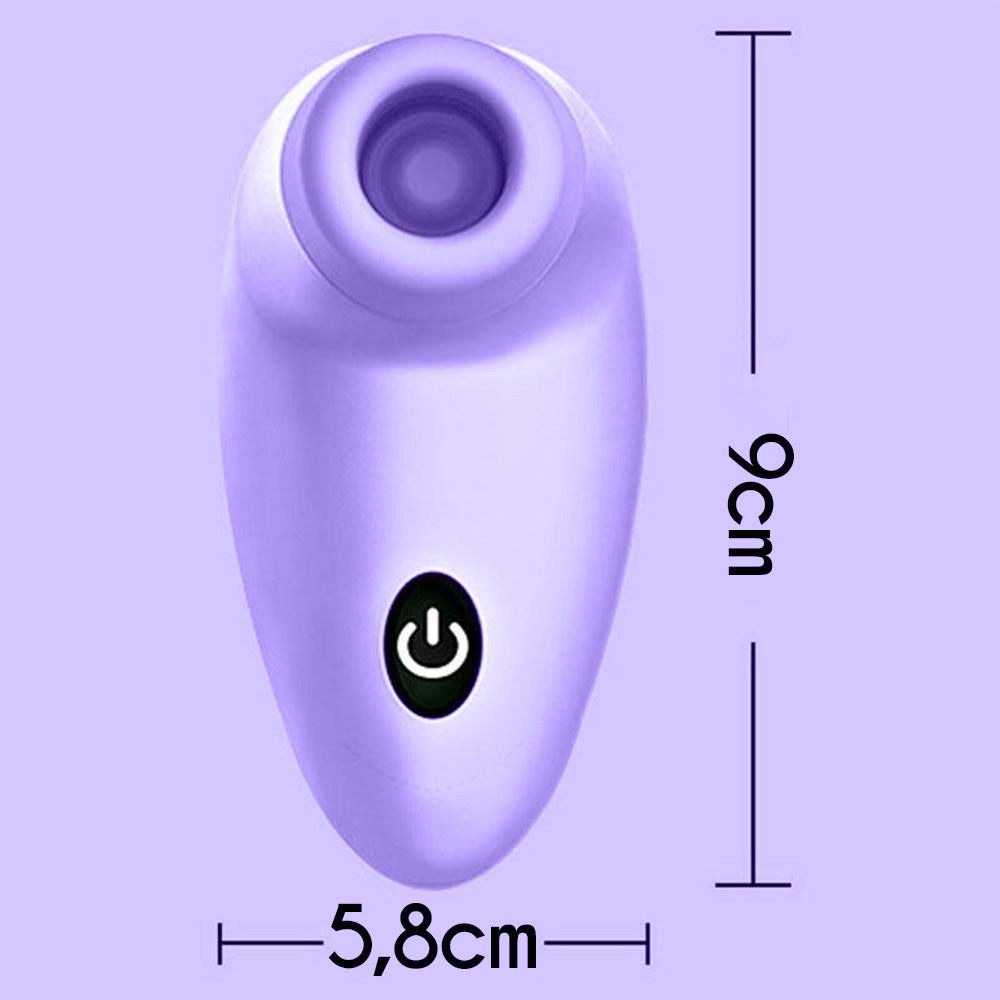 Vibrador Sugador Amazon Hot Roxo em close frontal, detalhes do bocal e do material roxo