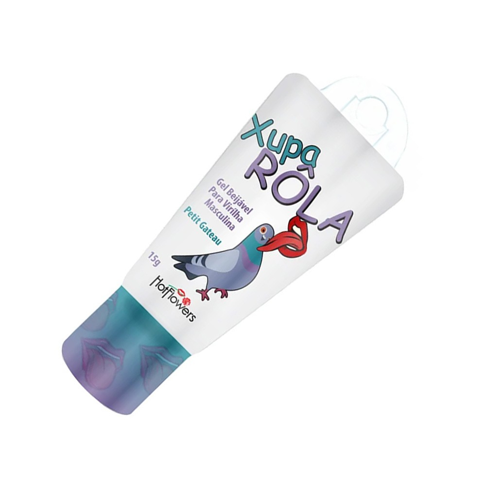 Gel para Sexo Oral Xupa R�la com Aroma e Sabor de Petit Gateau 15ml - Imagem de destaque do logo da marca Hot Flowers, vis�vel na embalagem do produto.