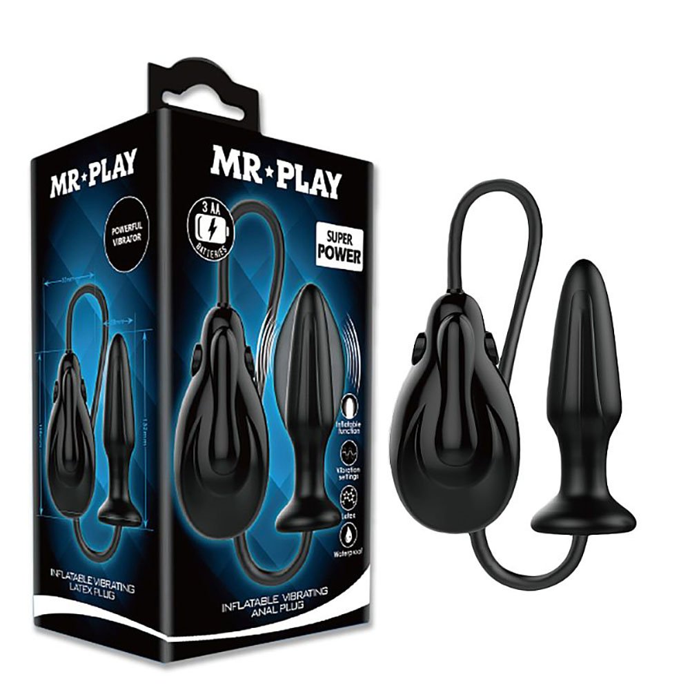Plug Anal Inflável com Motor em Silicone Mr Play Preto | Foto 01