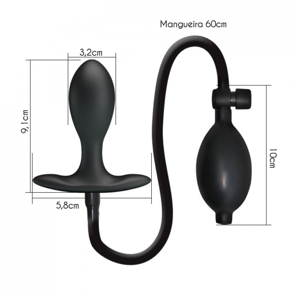Plug Anal Infl�vel em Silicone com Esfera Interna em Metal Preto | Foto 06