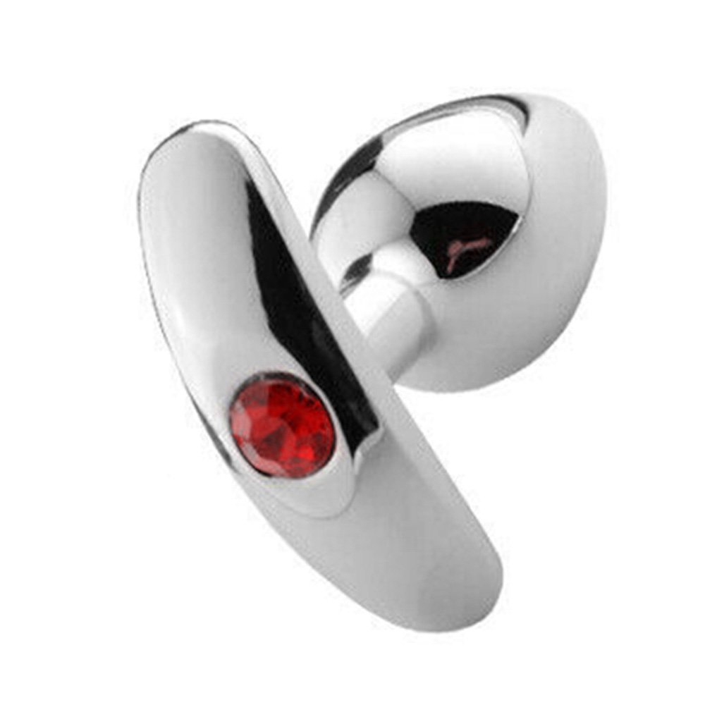 vista da base c�nica do plug anal joia com cristal facetado vermelho evidenciando seguran�a e design sofisticado