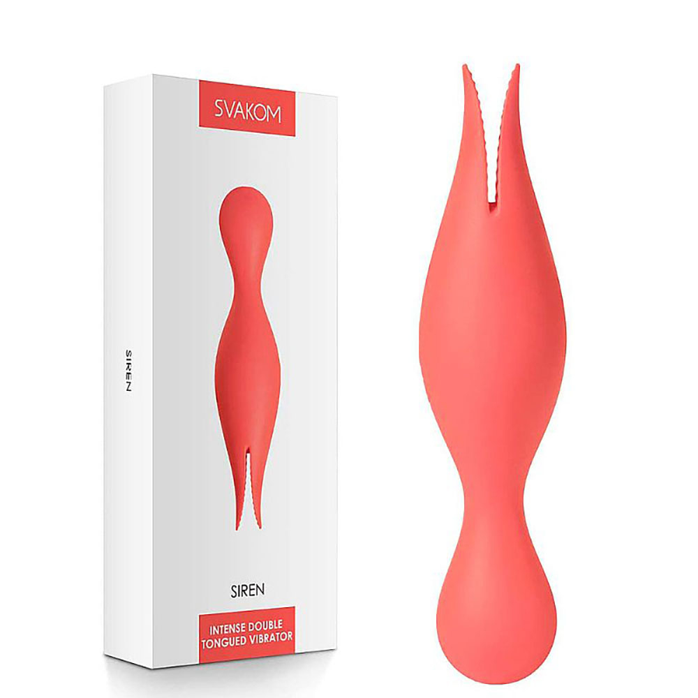 Vibrador Discreto Recarregável em Silicone com Duas Línguas Siren Salmão | Foto 01