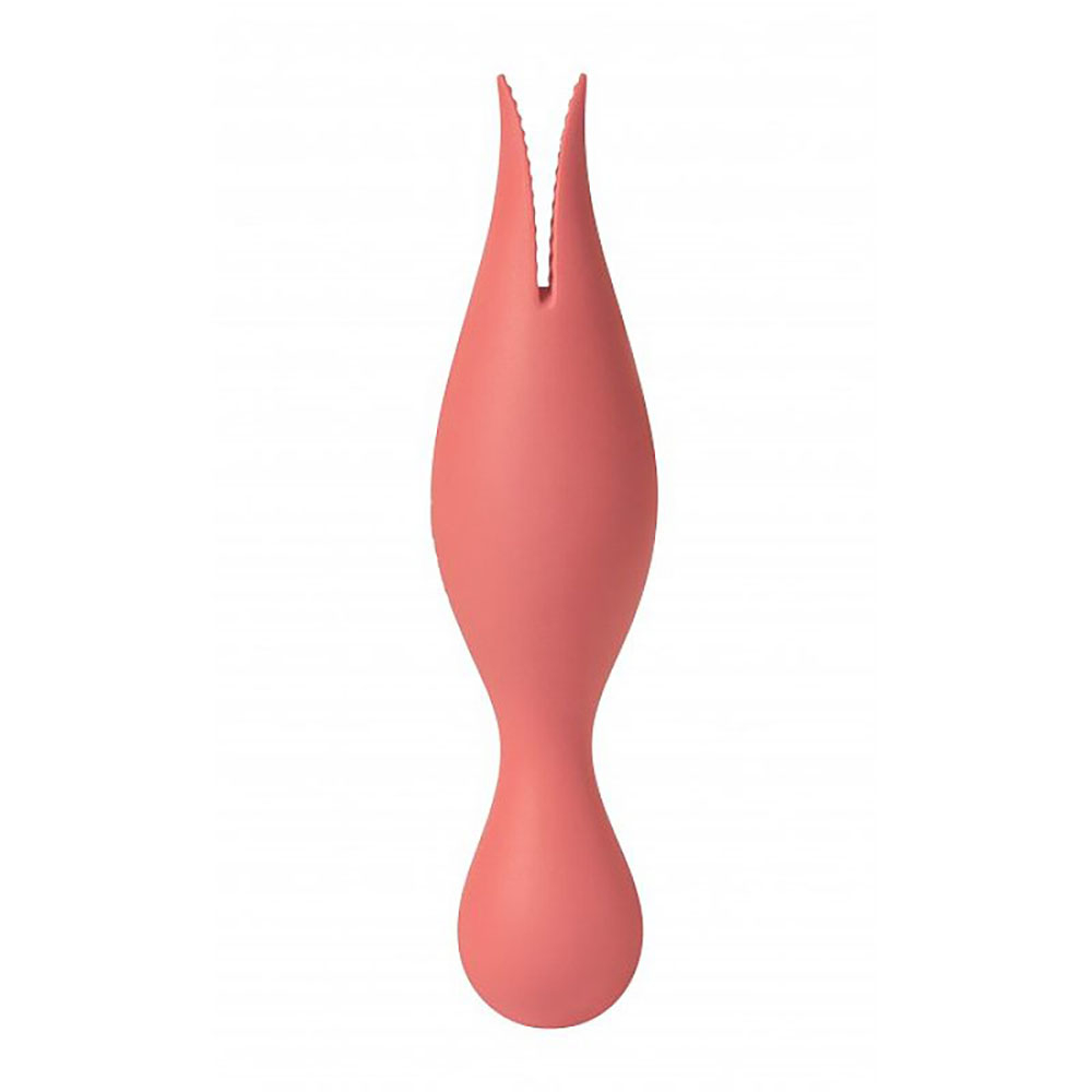 Vibrador Discreto Recarregável em Silicone com Duas Línguas Siren Salmão | Foto 02