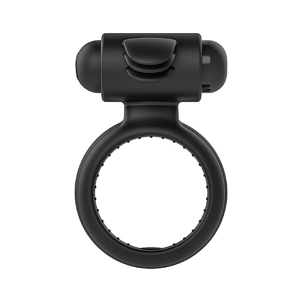 Anel Peniano com Estrangulador de Testículos em Silicone com Vibrador Nightcrawler Preto | Foto 01