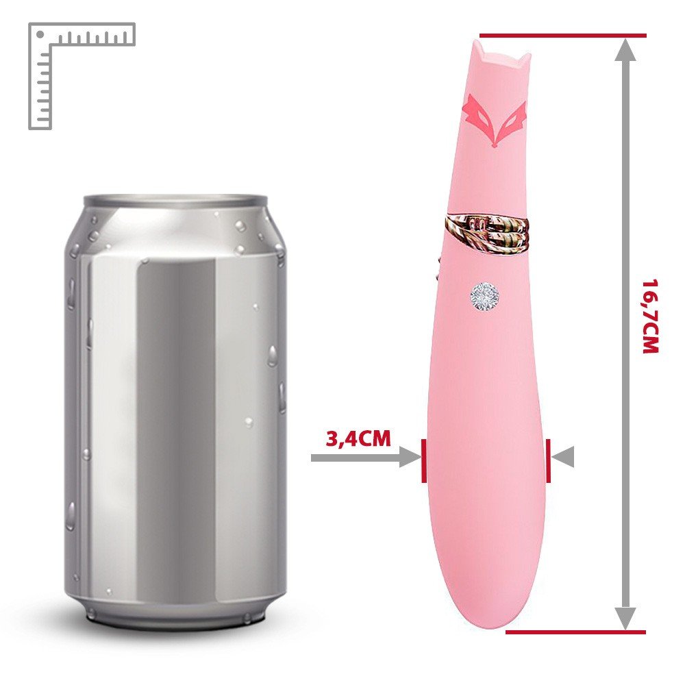 Vibrador e Sugador de Clit�ris Foxy Rosa em vista lateral, exibindo a curvatura e a ponta para suc��o
