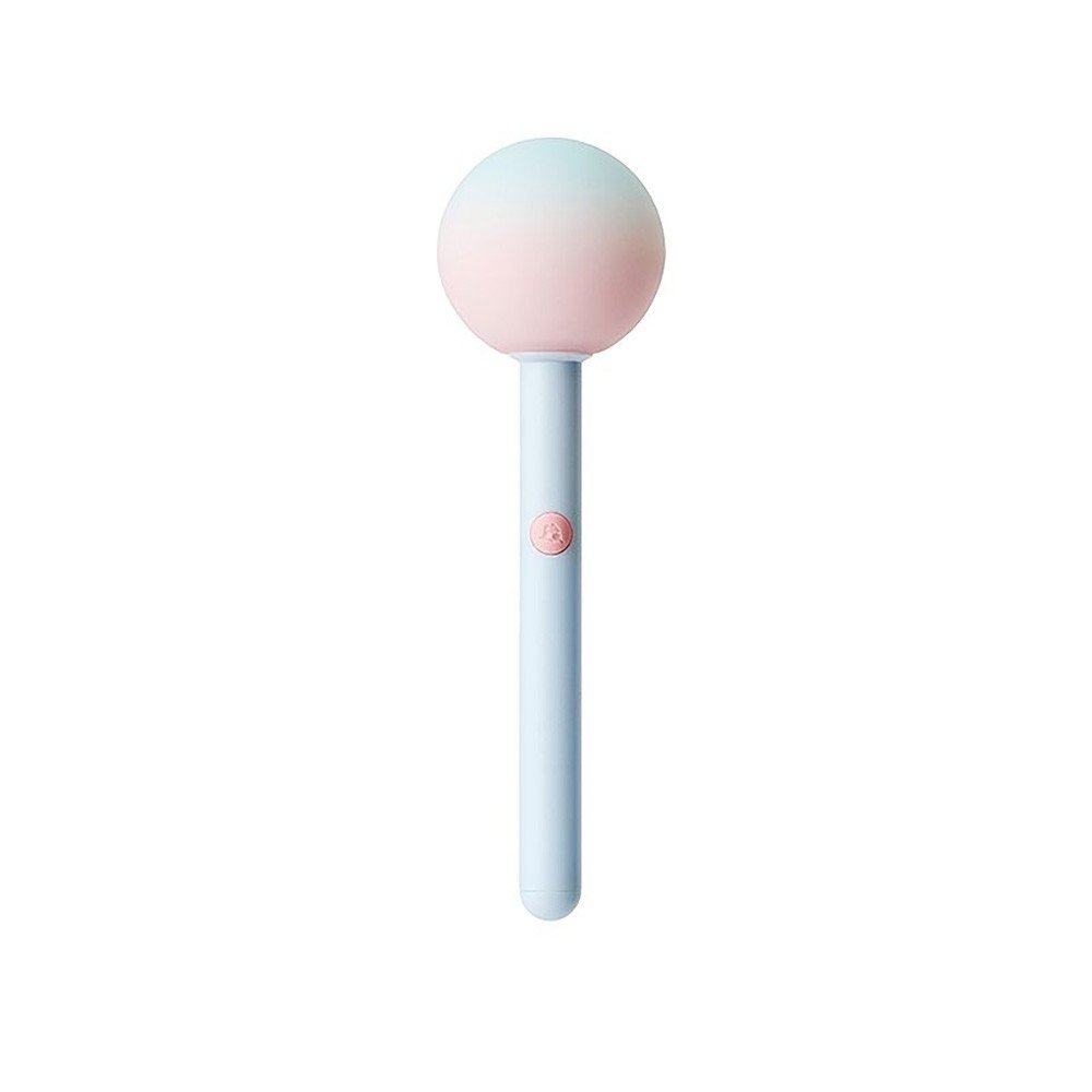 Vibrador Discreto em Silicone Recarreg�vel 10 Vibra��es Pirulito Azul em plano fechado, mostrando o formato de pirulito e bot�o de controle