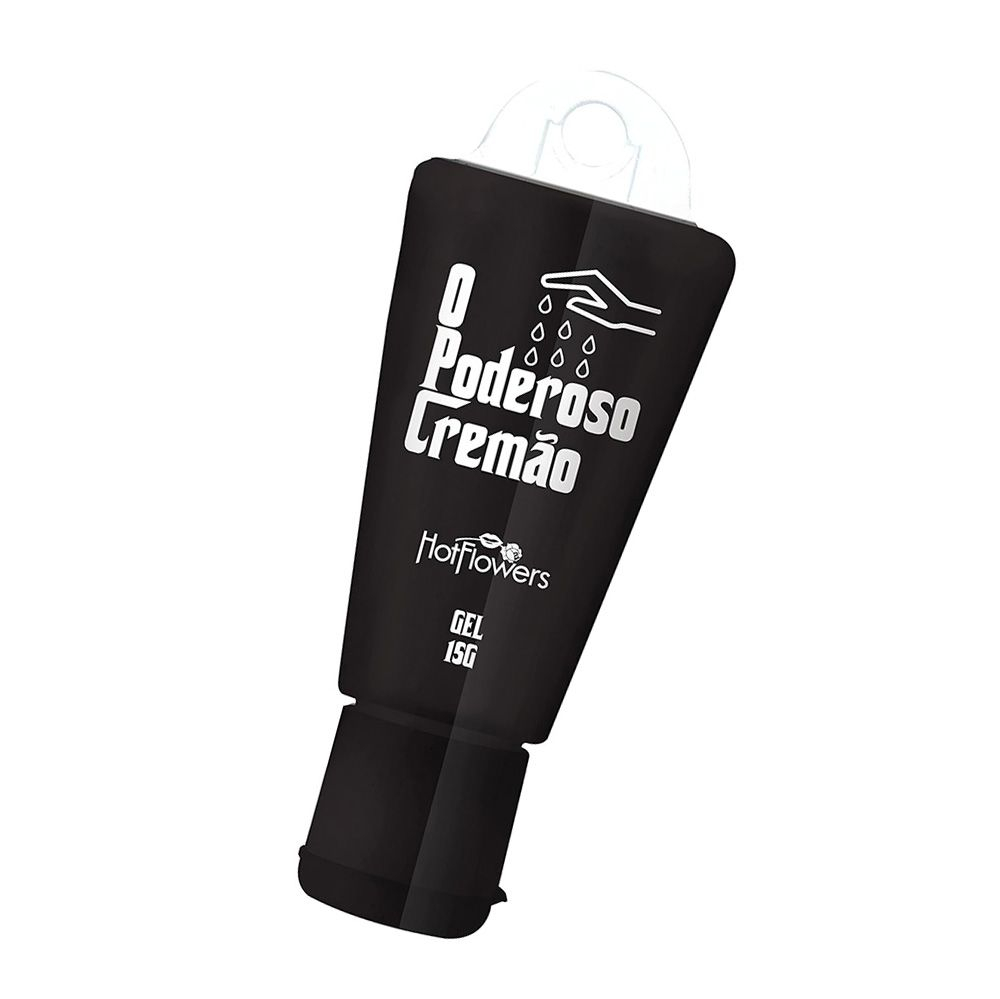 Excitante Unissex O Poderoso Crem�o 15ml - Bisnaga em fundo branco com reflexo