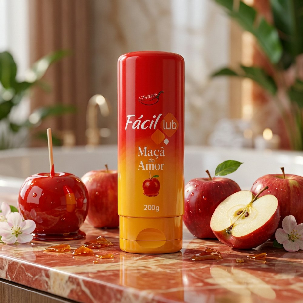 Informa��es sobre o Lubrificante F�cil Lub Ma�� do Amor: Aumenta Excita��o, Diminui atrito, �timo para massagem e sexo oral, sabor Ma�� do Amor, 200g