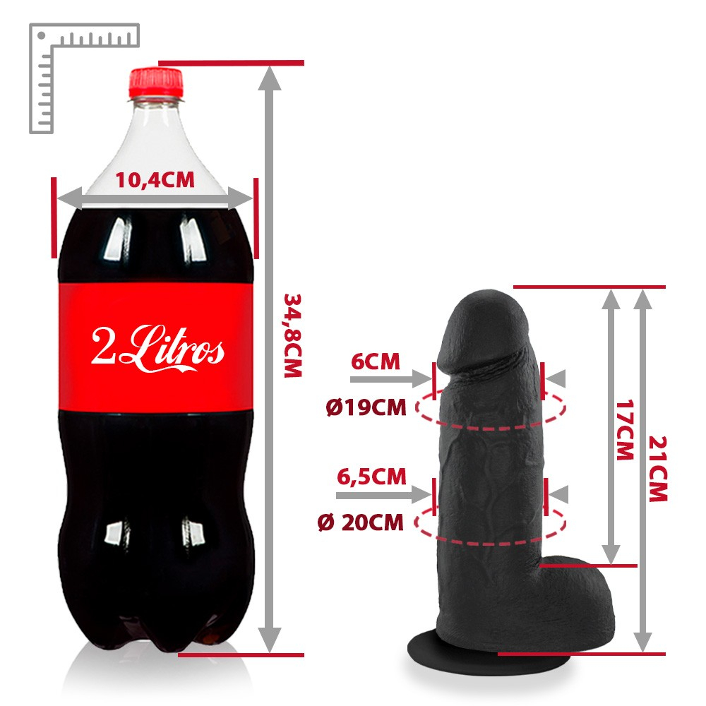 P�nis Real�stico em PVC Flex�vel com Escroto e Ventosa Bonit�o, vista detalhada do escroto e da ventosa