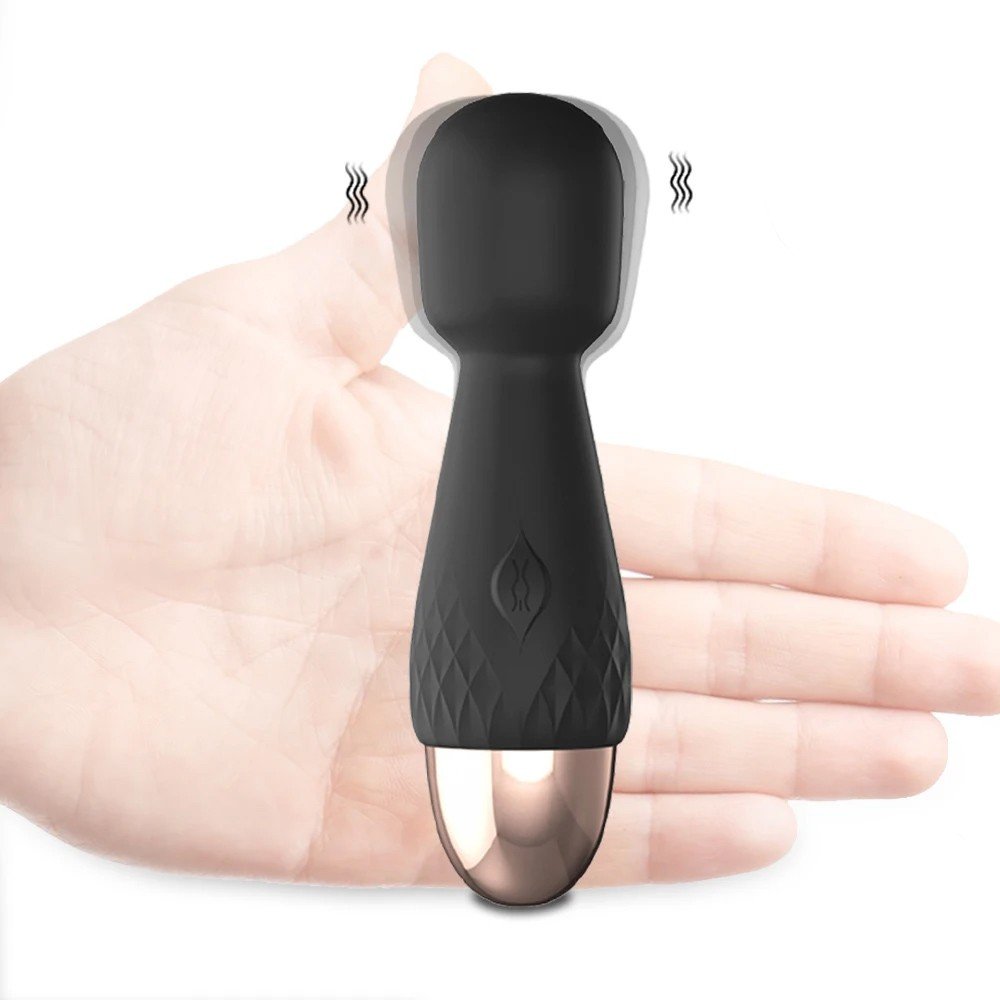 Massageador Er�tico Mini Recarreg�vel em Silicone com 10 Vibra��es Irene Preto - Imagem de uso com ondas de vibra��o