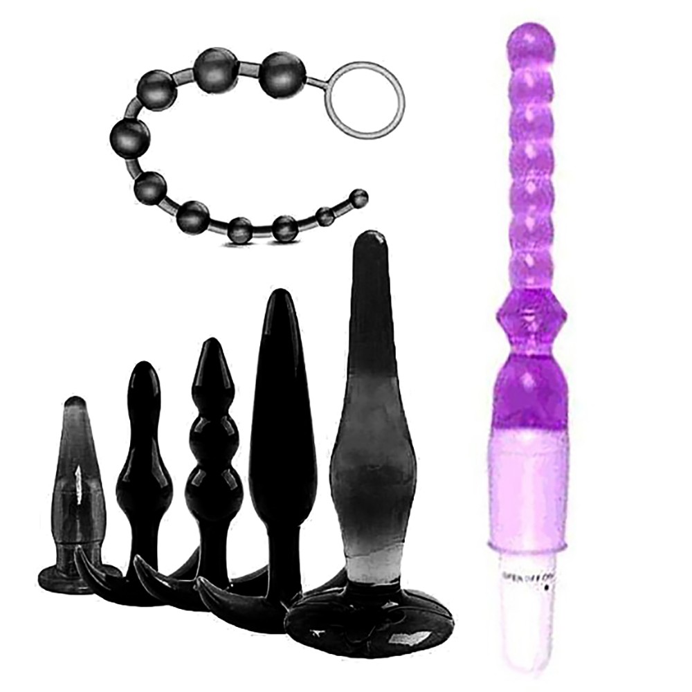 Kit Plug Anal: 1 Dedeira, 5 Plugs em Formatos Diferentes e 1 Plug com Vibrador Preto :: Sex Shop Loja do Prazer Kit Plug Anal: 1 Dedeira, 5 Plugs em Formatos Diferentes e 1 Plug com Vibrador Preto :: Sex Shop Loja do Prazer
