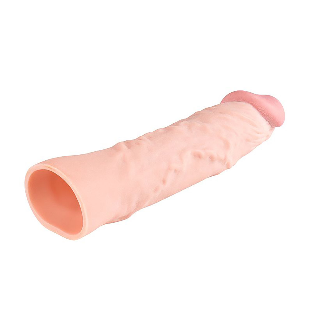 Capa Peniana sem Vibrador em Cyrberskin com Extensor 18,6 x 4,cm Bege | Foto 05
