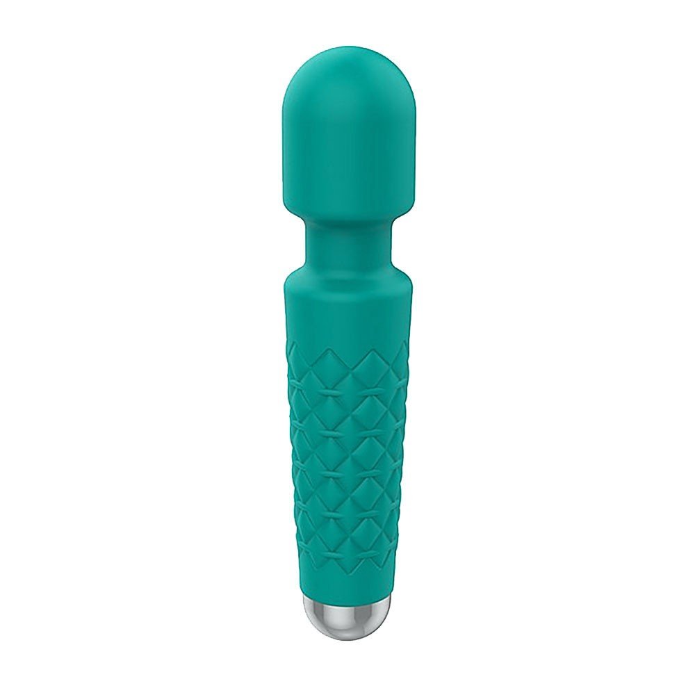 Massageador Er�tico em Silicone Recarreg�vel Verde, vista lateral evidenciando o design texturizado